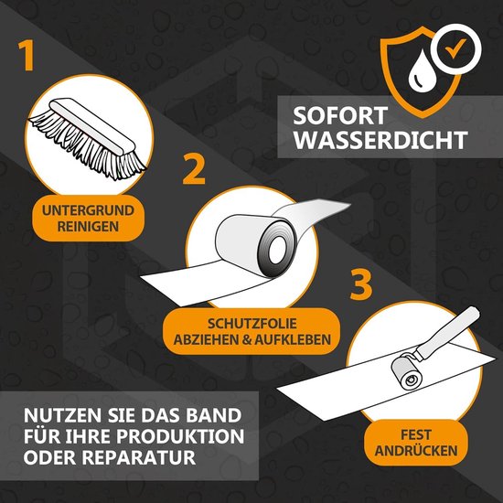 MEM Bitumen tape, zelfklevende afdichtingstape, UV-bestendige beschermfolie, dikte: 1,5 mm, afmetingen: 7,5 cm x 10 m, kleur: aluminium