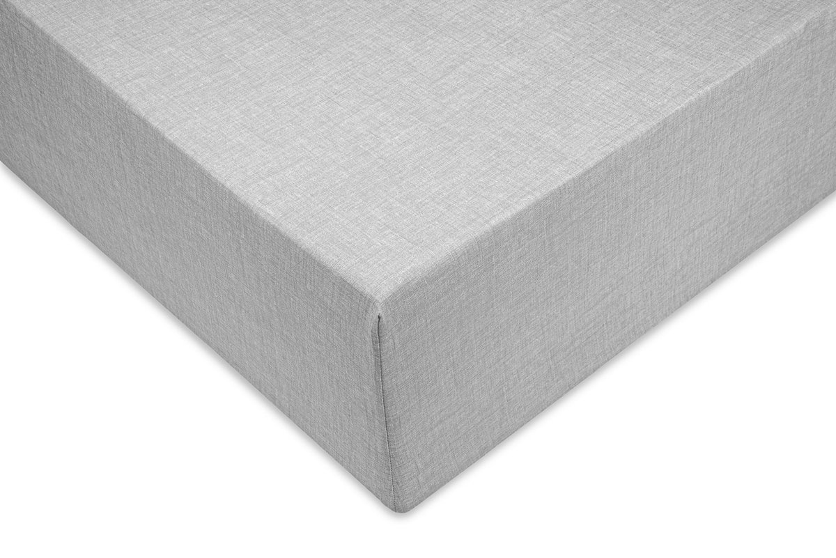 Zohome Lino Hoeslaken - Eenpersoons - Katoen - 90x200cm - Grijs