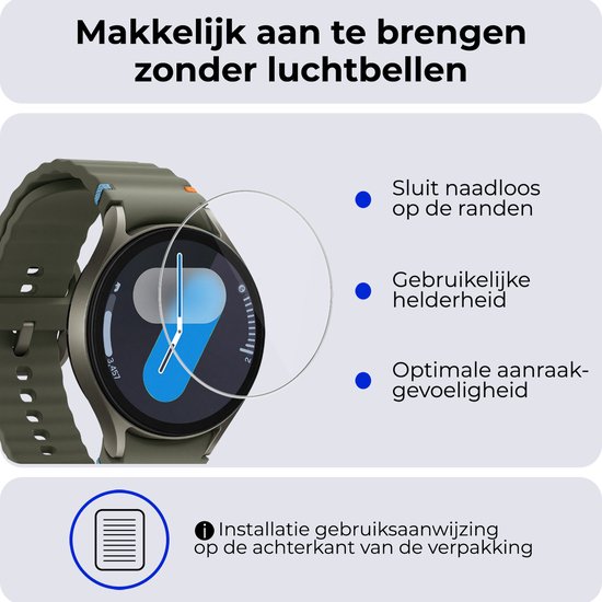 Screenprotector - 2 Stuks - Geschikt voor Samsung Galaxy Watch 7 (44 mm) - Sterk & Shockproof - Tempered Glass - Gehard Glas - Beschermglas Screen Cover - Bescherm Protector voor Smartwatch