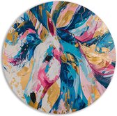 Eenhoorn muurdecoratie rond - Dieren wandcirkels - Muurcirkel Veren - Muurdecoratie klassiek - Muurcirkels - Slaapkamer muurdecoratie muurcirkel forex 60x60 cm
