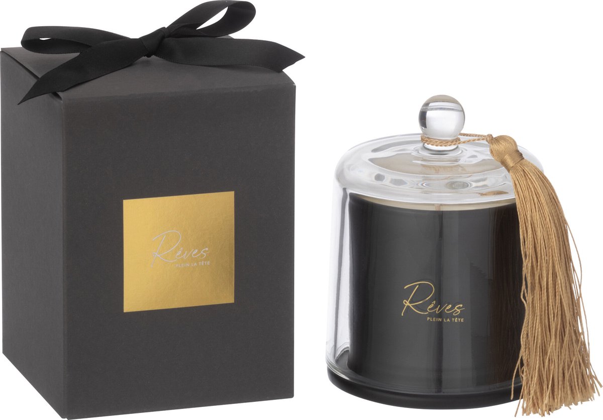 J-Line geurkaars Stolp Rêves Noir - Rainbow Reef - glas - zwart - small - 30U