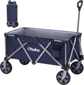 Bol.com XL handkar opvouwbaar 145L 100kg laadvermogen opvouwbare strandwagen tuinwagen uitrustingswagen met zijvak voor alle ter... aanbieding