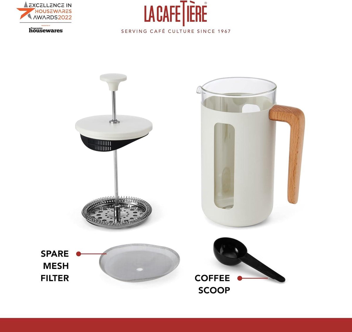 Cafetière 3 Tasses Cafetière Piston La Cafetière 350ml/3 Tasses - Verre Borosilicate - Acier Inoxydable - Coloris Silex La Cafetière Pisa Silex