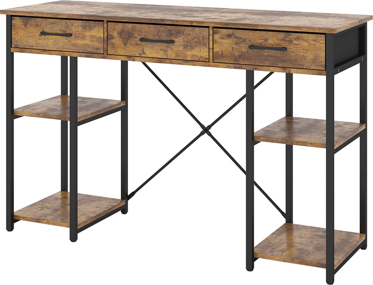 Vicco Bureau Chino Eiken Rustiek - 120x78cm Met 3 Laden | Praktisch Home Office Bureau