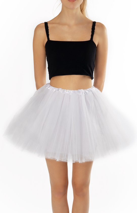KIMU® Tutu Wit Tule Rokje - Maat 98 104 110 116 - Witte Petticoat Rok Peuter Kleuter - Ballet Turnpakje Meisje Ballerina Fee Koningsdag