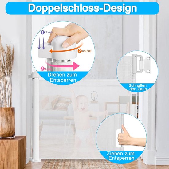HENGMEI Veiligheidsbarrière voor kinderen, zonder boren, drukbarrière, uittrekbaar, 95-105 cm, voor baby's en honden, zwart