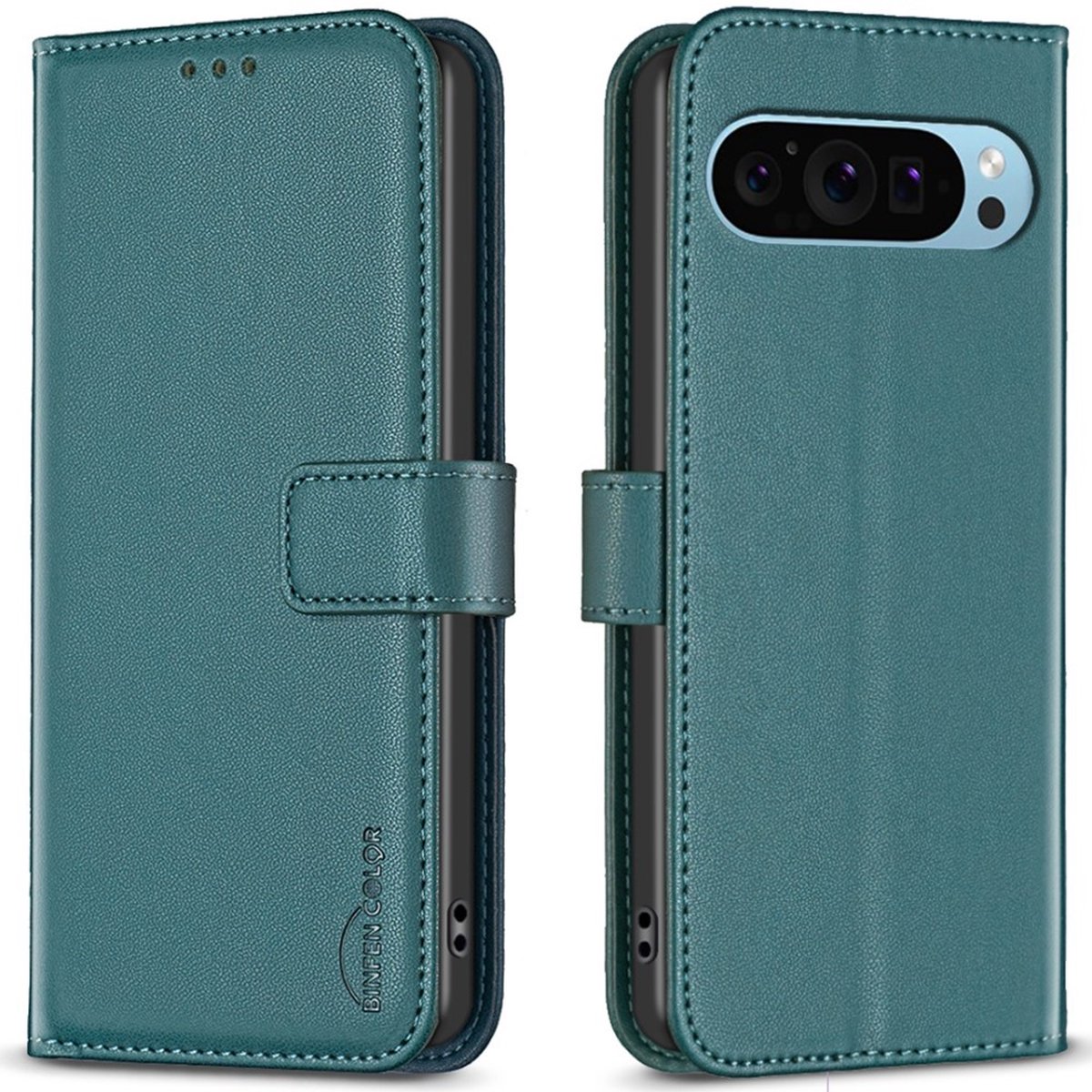 BINFEN Hoesje - Geschikt voor Google Pixel 9 / Pixel 9 Pro Hoesje - BINFEN Book Case - Groen