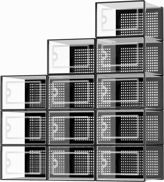 Schoenenopbergdozen Stapelbare schoenendozen (12 stuks) Geschikt Schoenenopbergdozen Stapelbare schoenendozen (12 stuks) Geschikt
