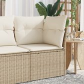 vidaXL-Canapé d'angle de jardin avec coussins-poly-rotin-beige