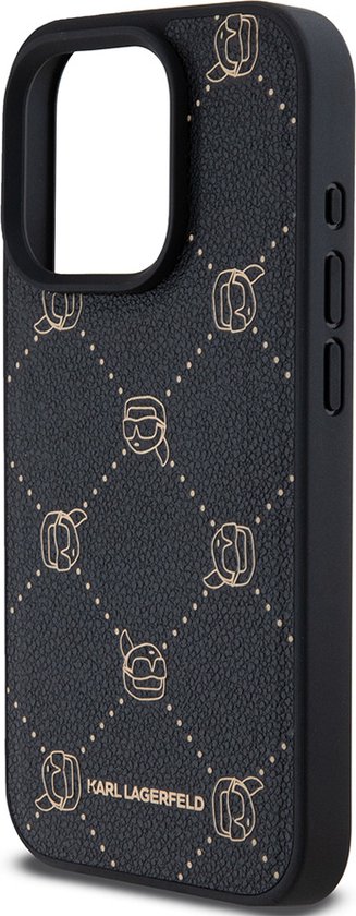 Karl Lagerfeld Backcase case adapté pour iPhone 15 Pro Max - Zwart uni - Simili cuir