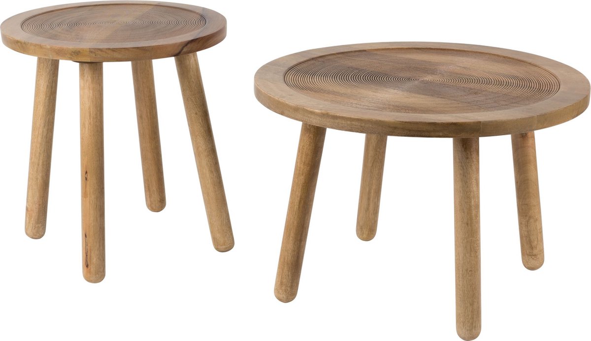 Zuiver Dendron Bijzettafel Rond 60 cm Mangohout - Bruin