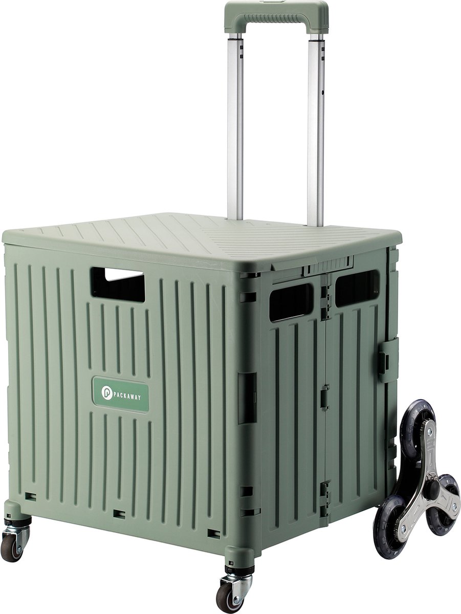 Packaway XL Opvouwbare Boodschappentrolley Boodschappenkrat Met 6 Wielen voor Trappen Met Deksel 50 Liter - Groen