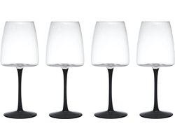 Rode Wijnglazen, Set van 4 Stuks, 0.45 L, Loodvrij Glas, Mat Zwart - Mikasa | Palermo
