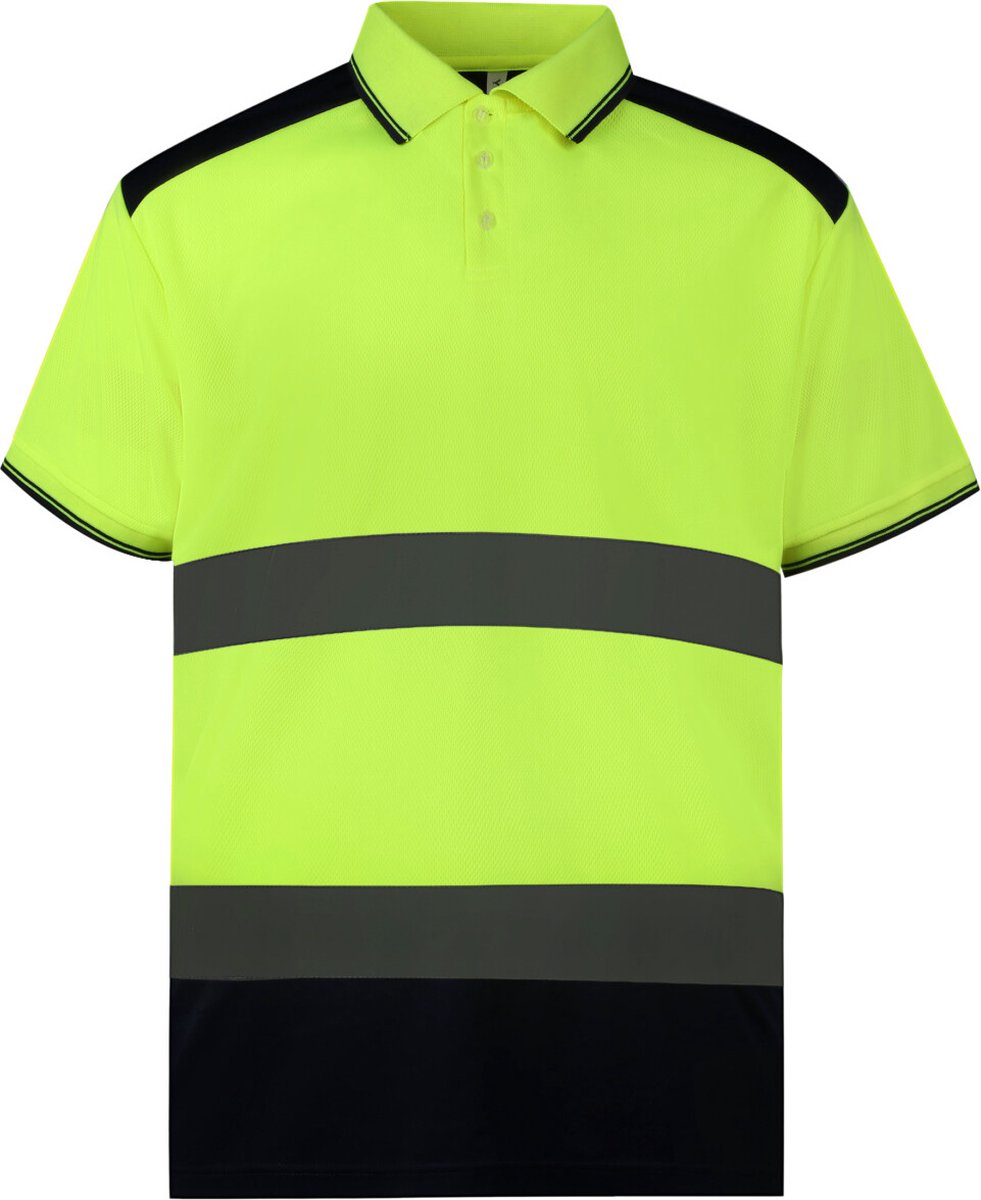Yoko Tweekleurige signalisatiepolo YHVJ220 - Hi Vis Yellow / Navy - XL