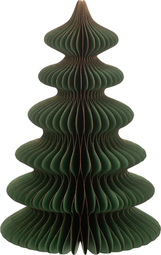 J-Line décoration sapin de Noël Vagues - papier - vert foncé/cuivre - small