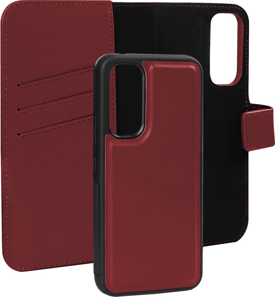 Caseuals 2-in-1 Echt Lederen Portemonnee/Boekhoesje - Krachtige magneetsluiting - geschikt voor Samsung Galaxy A34 5G - Rood
