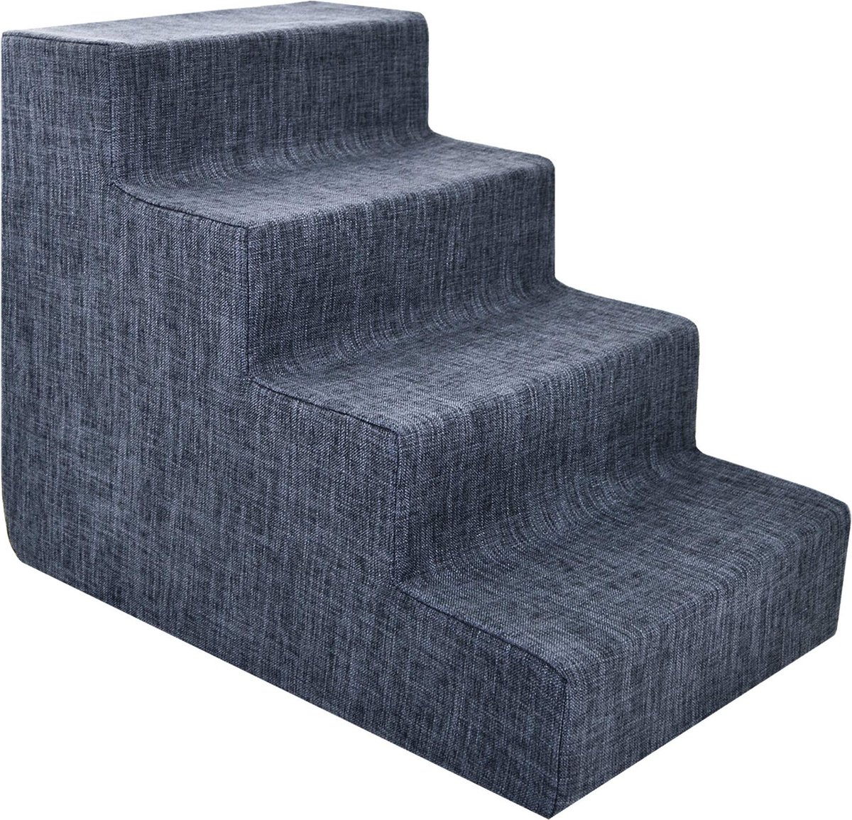 Best Pet Supplies Schuimtreden voor kleine huisdieren en katten, draagbare oprijplaat voor bank, bank en hoog bed, veilig voor de pootjes - Donkergrijs linnen, 4 treden
