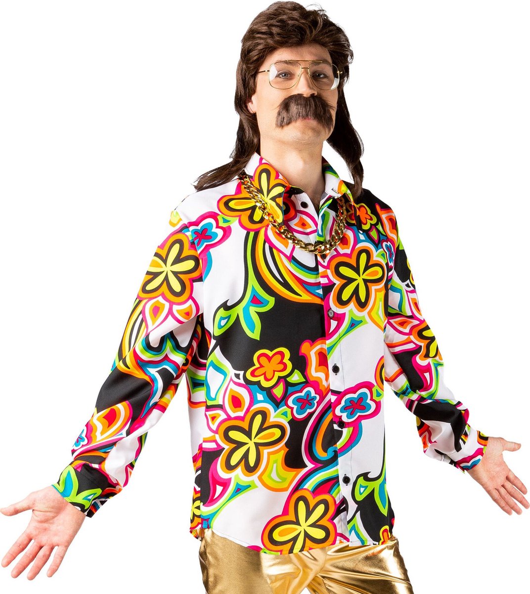 Party Blouse 70's Flower Power - Maat 48/50