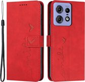 Coverup Smile Book Case - Convient pour Motorola Edge 50 Pro Case - Rouge