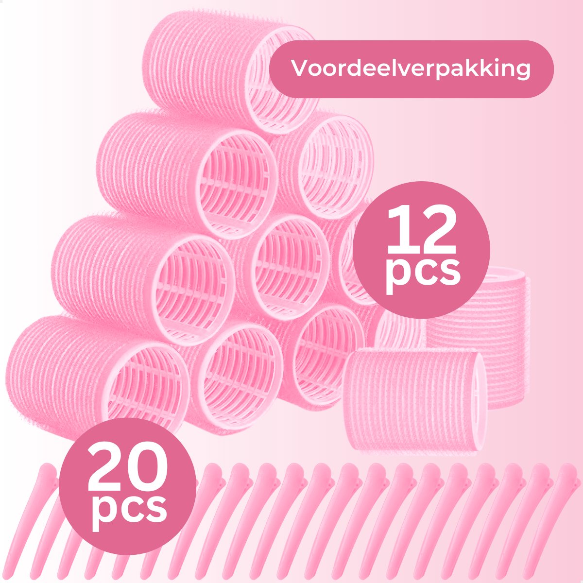 RENALUX - Haarrollers XXL Set - Krulspelden - Heatless Curls - Haar Rollers Zelfklevend - Kleefrollers - Haarrollers Groot voor krullen - Krullen zonder Hitte - Roze - XXL Set — cadeau in Verzorging - foto 6