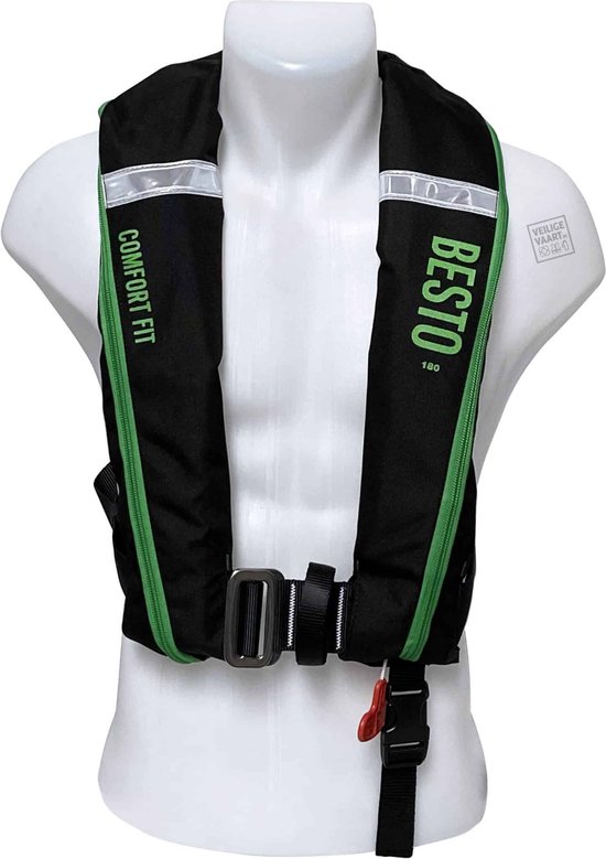 Foto: Besto comfort fit 180n reddingsvest zwart groen