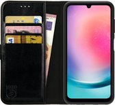 Rosso Element Book Case Wallet Hoesje Geschikt voor Samsung Galaxy A25 | Portemonnee | 3 Pasjes | Magneetsluiting | Stand Functie | Zwart