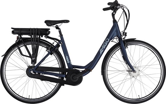 AMIGO E-Faro S1 Elektrische Fiets - E-bike 28 Inch 49 cm - 3 Versnellingen - V-Brakes - Matblauw