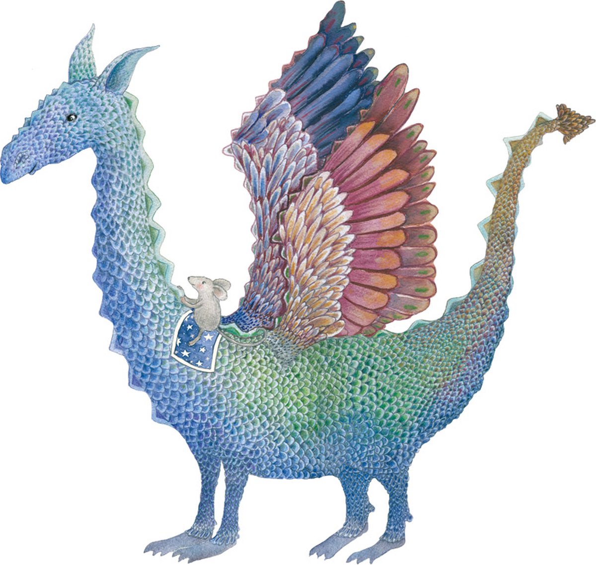 Draak en Muis Muursticker 48 cm | Voor Baby- & Kinderkamer | Geproduceerd in NL | Eigen Ontwerp | Hartendief Design | Muursticker | Sticker voor muur | Decoratiesticker | Herbruikbaar | Geprint op herplaatsbare stickerfolie