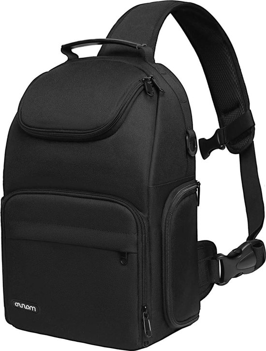 MOSISO Camera-rugzak, DSLR/SLR/spiegelloze fotografie 3 lagen tactische cameratas hoes met statiefhouder en 15-16 inch laptopvak en elastische koordband compatibel met Canon/Nikon/Sony, zwart