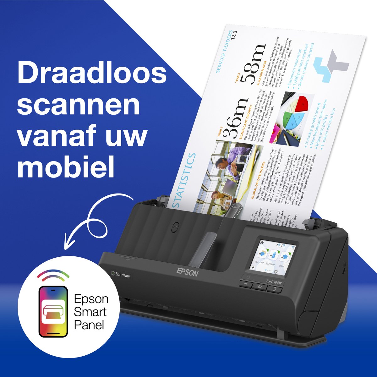 Epson WorkForce ES-C320W - Scanner - Sheetfeeder - Met Wi-Fi - Zwart thumbnail 7