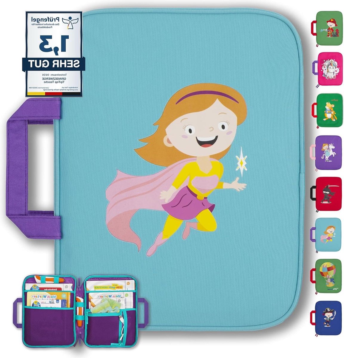 Boeken Opslag Tas voor boeken - 10 Motieven - Geschikt Voor Kinderen Tablet En Edurino Figuren - superheld