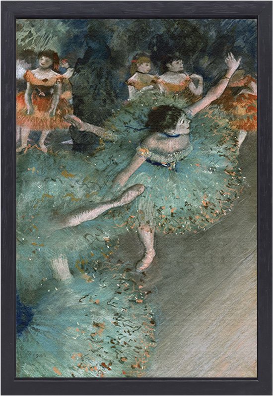 Dansende ballerinas - Edgar Degas wanddecoratie - Dansers schilderijen - Canvas schilderijen Kunst - Wanddecoratie landelijk - Canvas schilderijen met baklijst - Kunst canvas met baklijst 50x70 cm