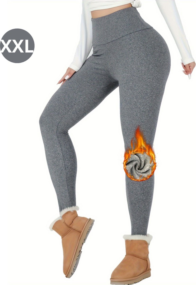 Goedkoopste Nivard Gevoerde Panty - Legging - Hoge Taille - Winter Panty - Fleece panty - Thermo Panty - Warme Panty - Elastisch - Grijs Maat XXL