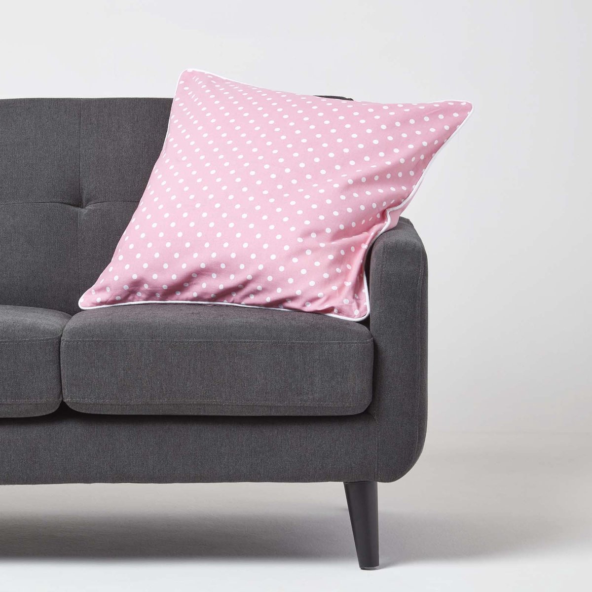 Homescapes kussenhoes in roze met stippen, 100% katoen, 60 x 60 cm