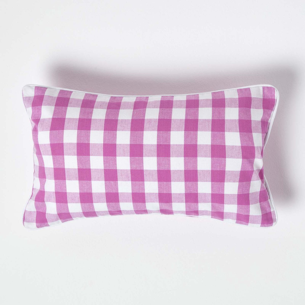 Homescapes Roze geruite kussenhoes 30 x 50 cm gemaakt van 100% katoen