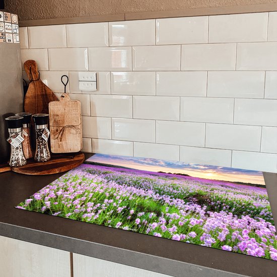 KitchenYeah© Inductie Beschermer 60x52 cm Keuken Decoratie Kookplaat Beschermer voor Inductiekookplaat Afdekplaat Anti Slip Mat - Planten - Bloemen - Paradijsvogelbloem - Portret - Zwart