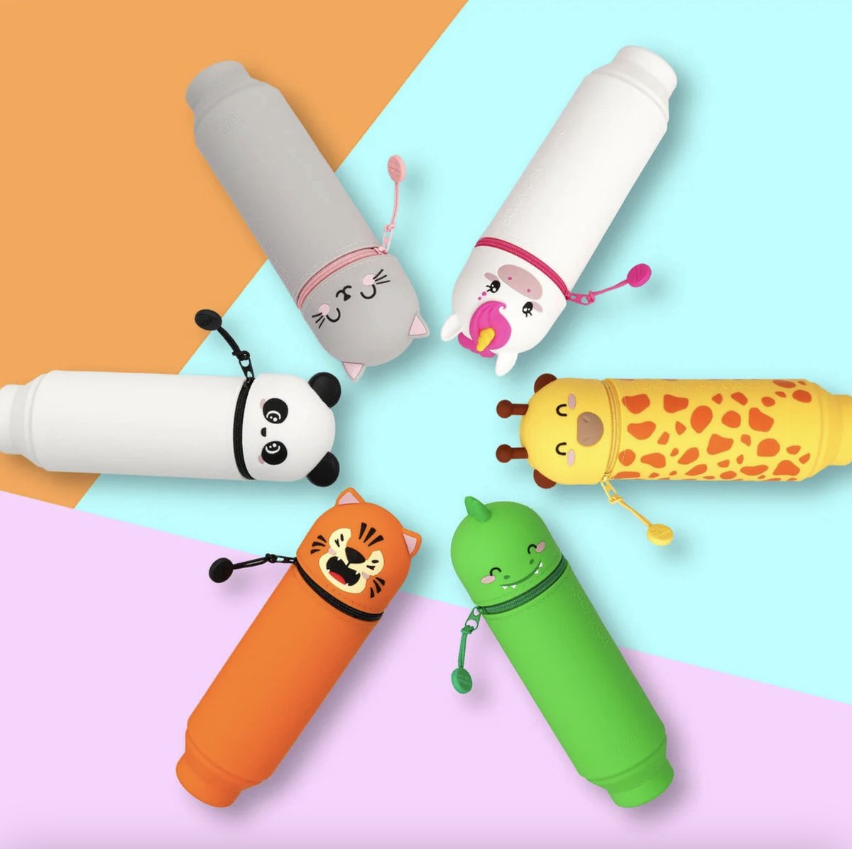 Trousse 2-en-1 Kawaii En Silicone Souple + Stylos Gel Effaçables 0,5 Mm (thème Animaux) - 7