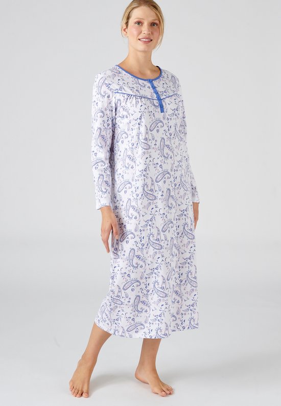 Damart - Chemise de nuit en pur coton peigné - - Blauw - 38-40 (S)