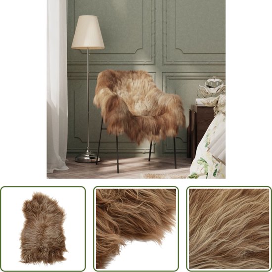 The Living Store Schapenvacht Stoelhoes - Bruin - 60-70x90-110 cm - Lange haren