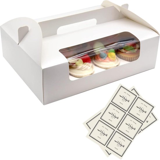 Witte Cupcakedoos met Venster en Houder voor 24 Mini Cupcakes