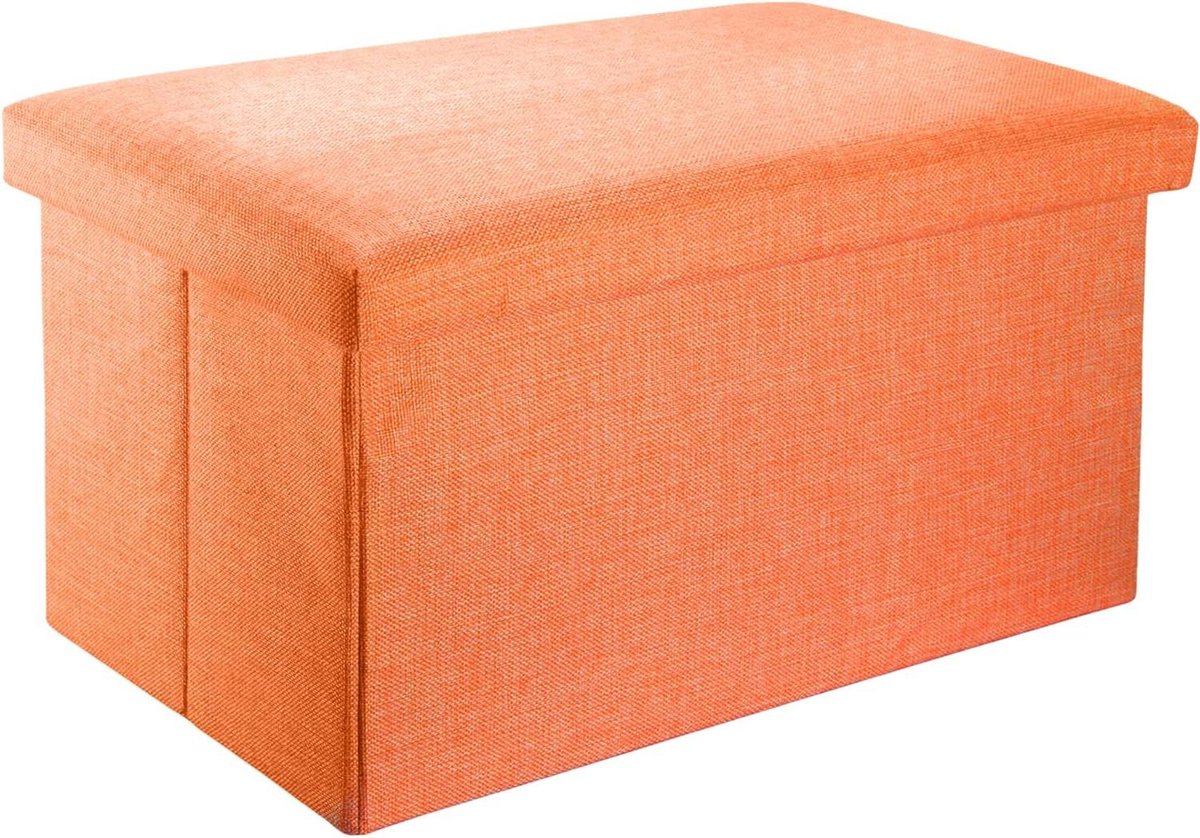 Opvouwbare zitzak 78 x 38 x 38 cm mandarijn oranje - stoffen bekleding linnen - opslag - voetensteun - zitting - stof banket