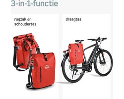 Fietstas voor bagagedrager 3-in-1 fietsrugzak - bagagedragertas - schoudertas - waterdicht en reflecterend - afneembare laptoptas - rood 18 L Waterproof bicycle bag