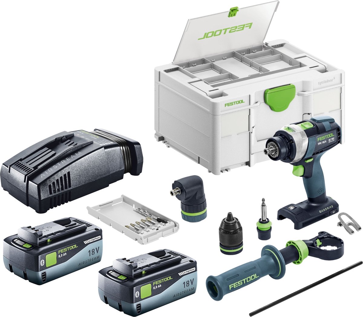 Festool TPC 18/4 Basic Set accu-slagboormachine 18 V 75 Nm borstelloos + 2x accu 8.0 Ah + snellader + systainer
