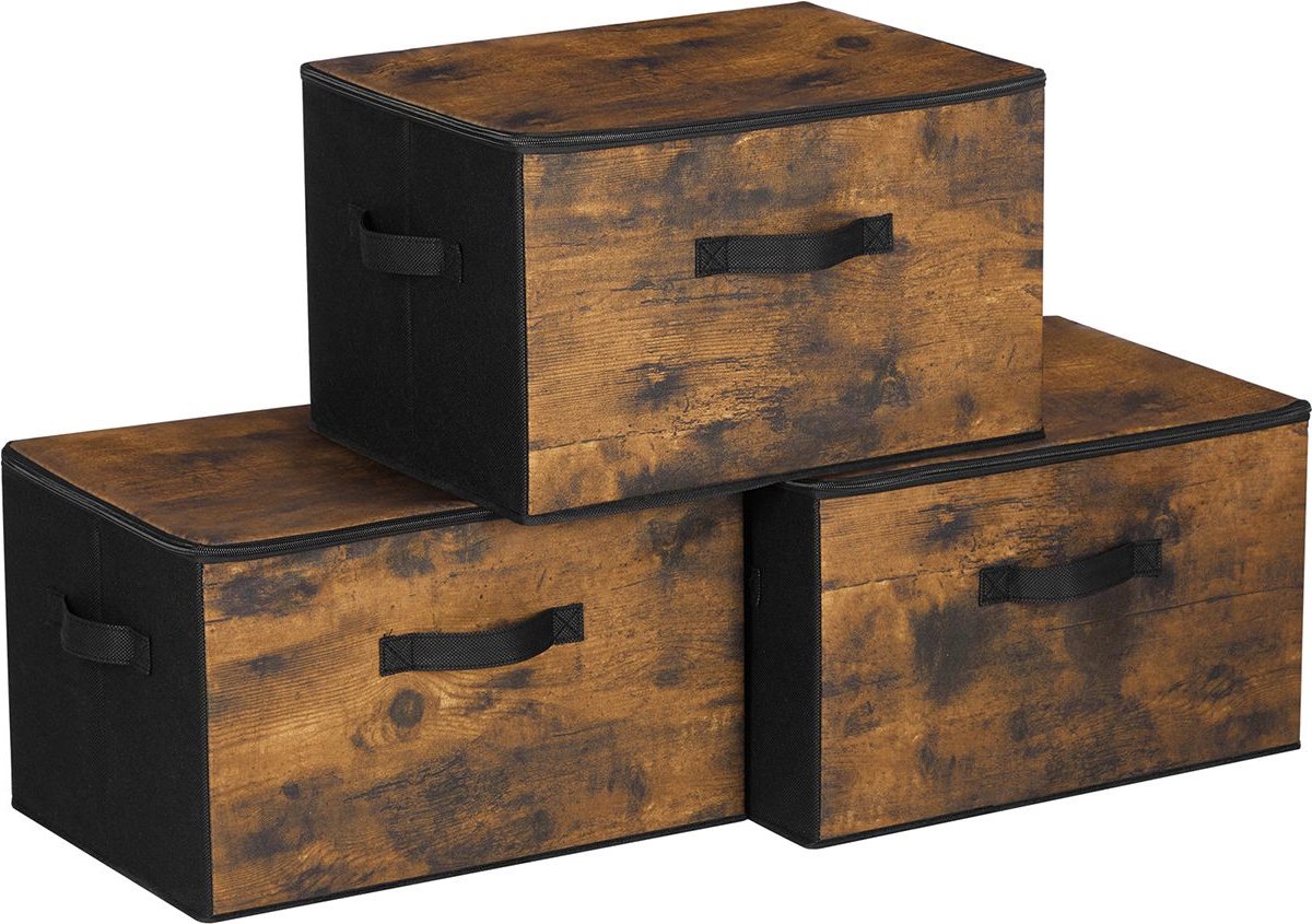 Opbergdoos – Met deksel vintage bruin –zwart