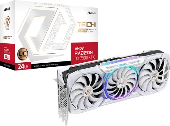 ASRock AMD Radeon RX 7900 XTX Taichi White OC – Videokaart – 24GB GDDR6 – PCIe 4.0 – 1x HDMI 2.1 – 3x DisplayPort 2.1