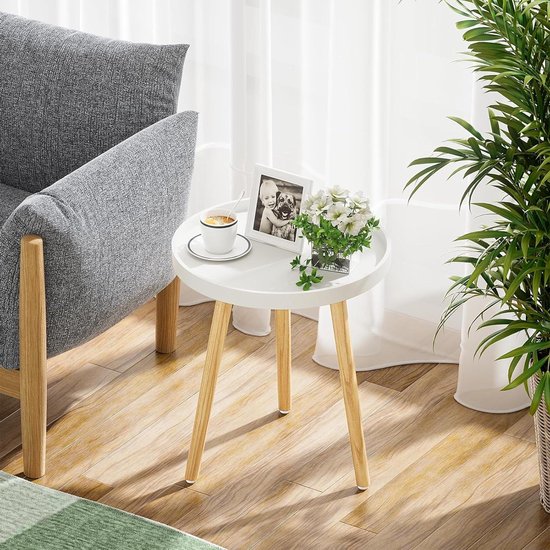 Arti Casa Table D'Appoint Ronde 40 Cm - Table Basse Petit Salon, Table De Nuit En Bois