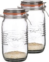 Urban Living Weckpot/pot de conservation - 2x - 1,5L - verre - avec couvercle pivotant - D14 x H22 cm