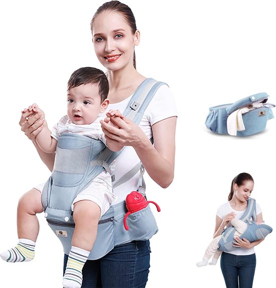 Verstelbare Baby Draagzak Lichte Babydrager Aan De Zijkant - Ergonomische Draagdoek Voor Baby's 0-36 Maanden, Tot 20 Kg, Grijs Baby Dragen 0-36 Maanden