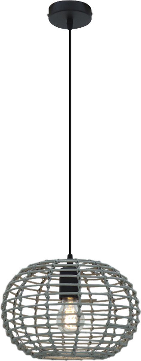 Olucia - ROZA - Hanglamp - Grijs / Zwart - Vorm: Rond