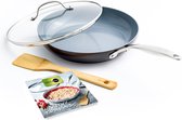 Bol.com GreenPan Valencia Pro Aluminium Koekenpan met deksel Ø28cm - PFAS-vrij - inductie - Ovenbestendig 220 graden - Vaatwasse... aanbieding